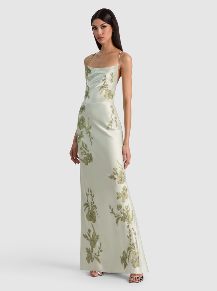MONTANA EMBELLISHED MAXI SLIP DRESS - GREEN LILY image 4 - ALICE + OLIVIA