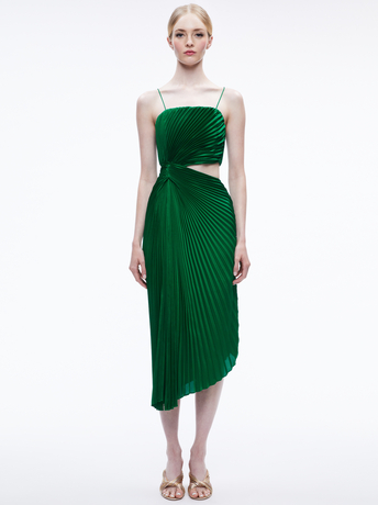 FAYETH CUT OUT ASYMMETRICAL HEM MIDI DRESS