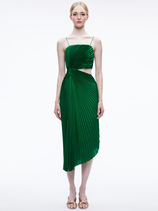 fayeth cut out asymmetrical hem midi dress FAYETH SPAGHETTI STRAP ASYMMETRICAL MIDI DRESS in SAPPHIRE