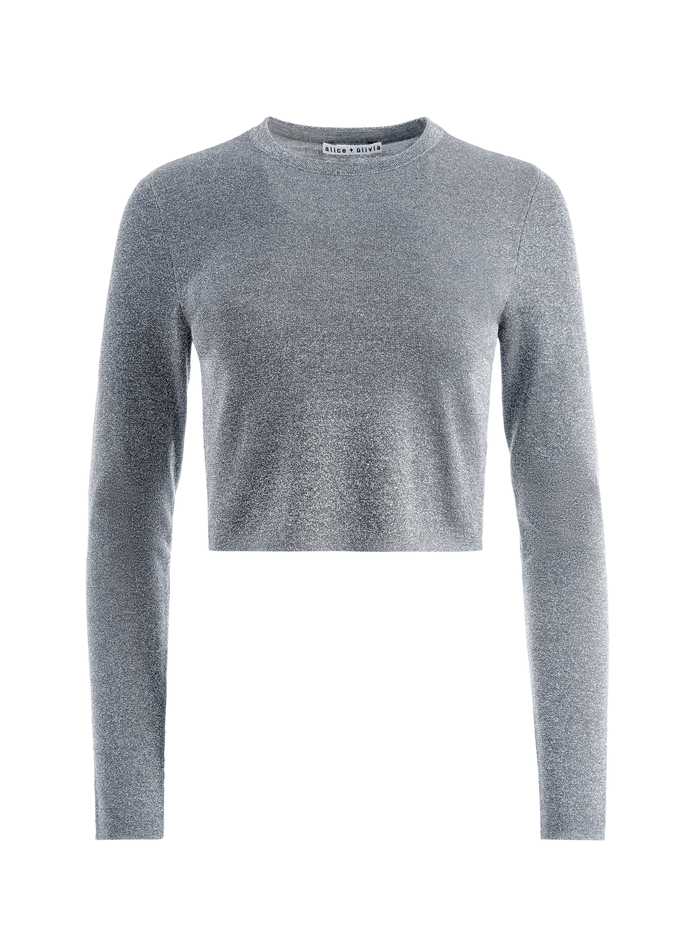 CIARA METALLIC CROPPED PULLOVER - SILVER METALLIC image 5 - ALICE + OLIVIA