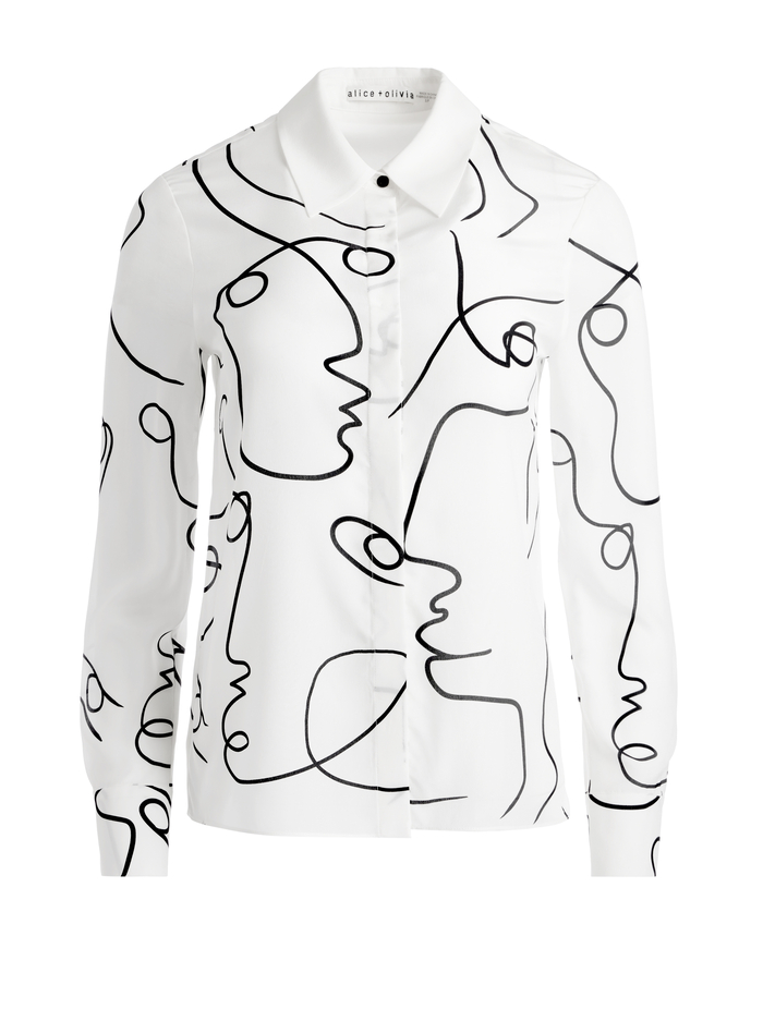A+O X KOKETIT BRADY SLIM BUTTON DOWN - EYE CONTACT image 5 - Alice And Olivia
