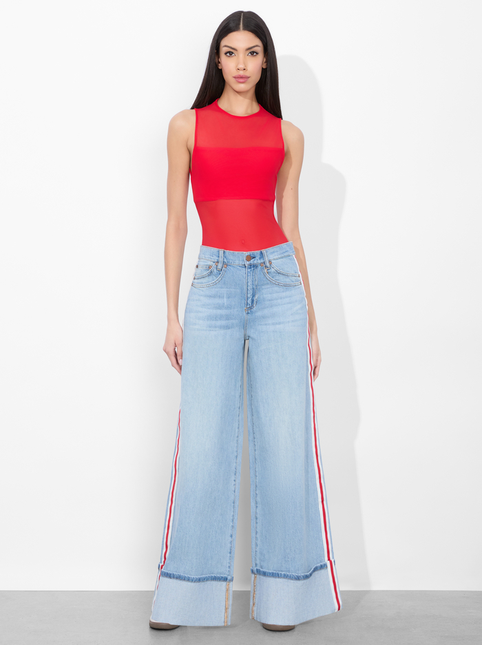 BANDEAU SLEEVELESS BODYSUIT - BRIGHT RUBY image 1 - Alice And Olivia