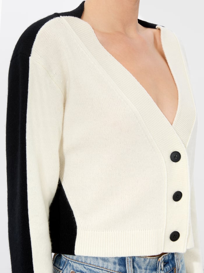 EDELMAN CARDIGAN - ECRU/BLACK image 4 - Alice And Olivia