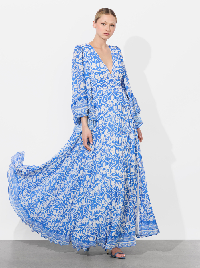 SELENE PLEATED MAXI DRESS - SOIREE TRUE BLUE - Alice And Olivia