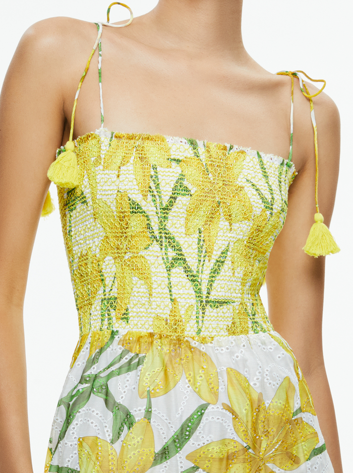 MARNA TIERED MIDI TIE STRAP DRESS - STARGAZER MULTI LG image 1 - Alice And Olivia