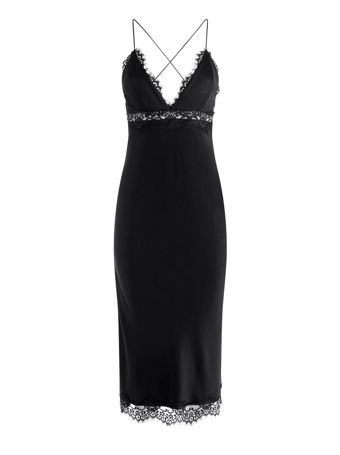 ZAIRA LACE SLIP MIDI DRESS - BLACK image 5 - Alice And Olivia