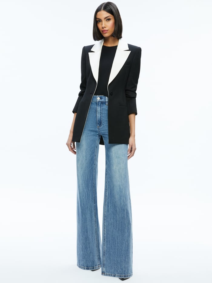 SILVIE FITTED BLAZER - BLACK/ECRU image 4 - Alice And Olivia