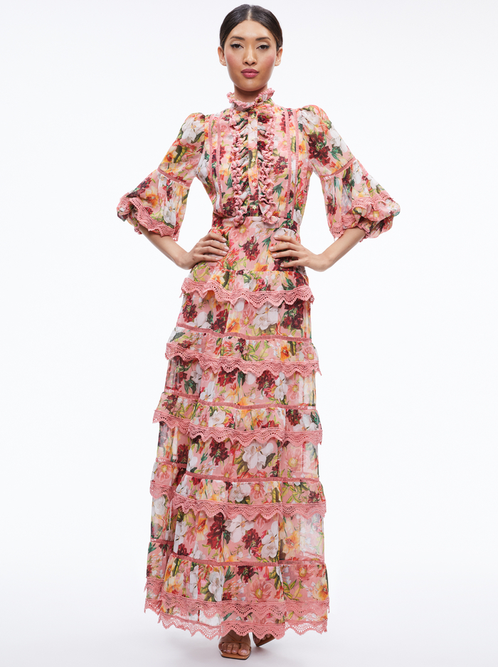 BROOKE HIGH NECK MAXI DRESS - JUNIPER FLORAL ROSE image 2 - Alice And Olivia