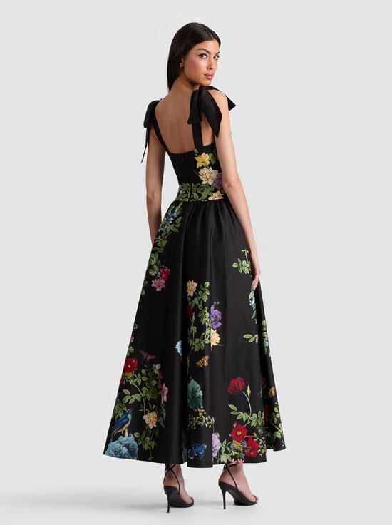 VENUS FLORAL-ORIANA DROP WAIST MIDI DRESS