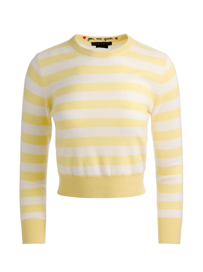 BUTTER/ECRU-CAROLANN CASHMERE SHRUNKEN PULLOVER