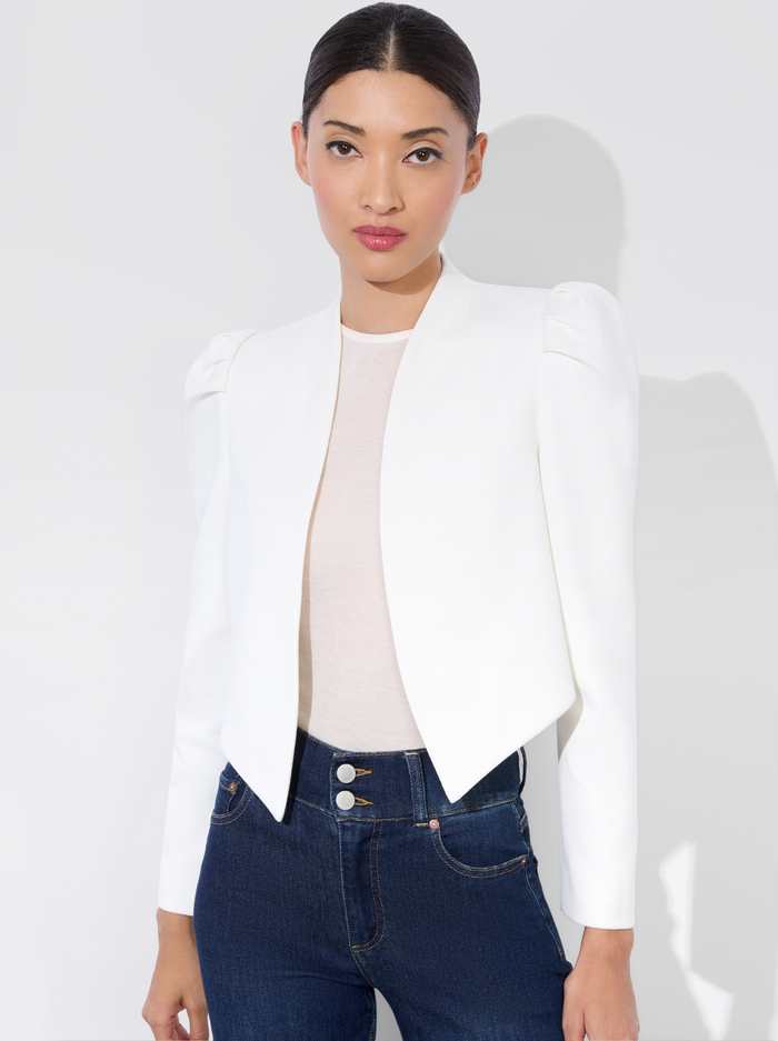 HARVEY PUFF SLEEVE JACKET - OFF WHITE - Alice And Olivia