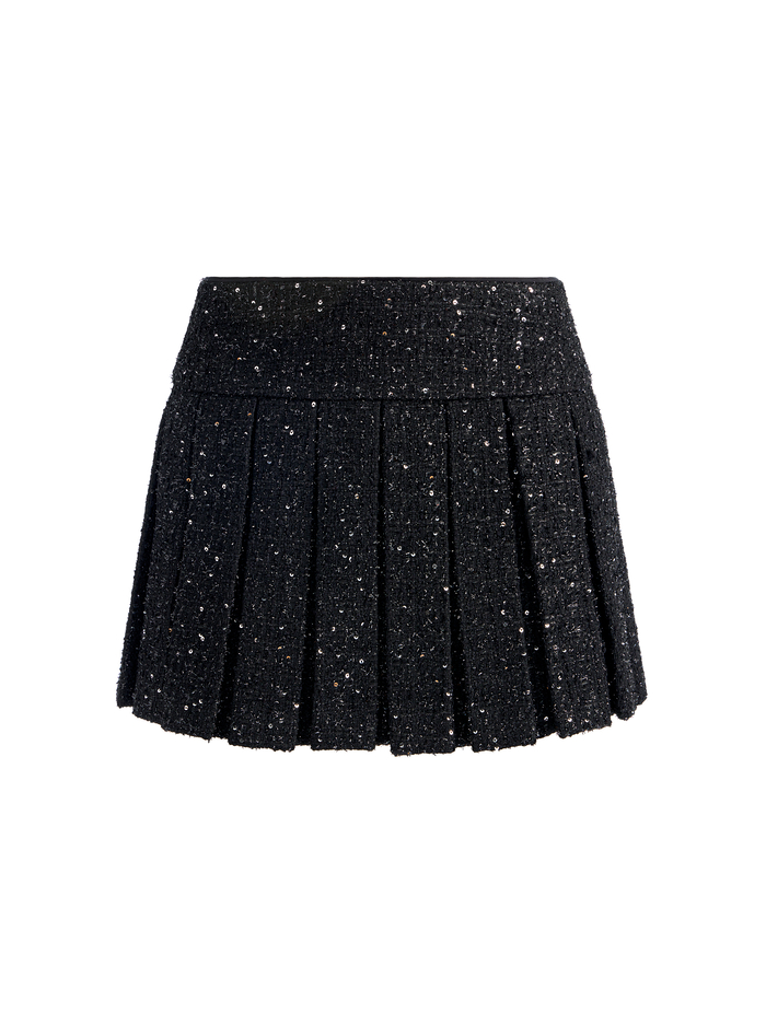 EMILIE EMBELLISHED TWEED MINI SKORT - BLACK image 5 - Alice And Olivia