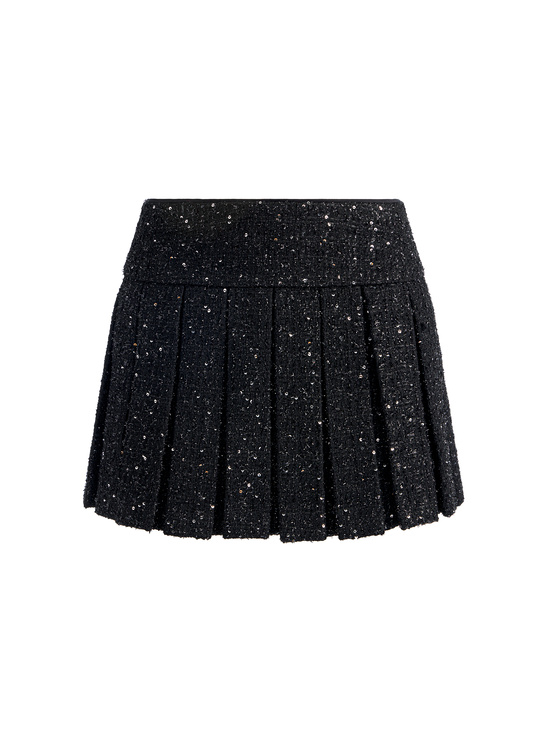 BLACK-EMILIE EMBELLISHED TWEED MINI SKORT