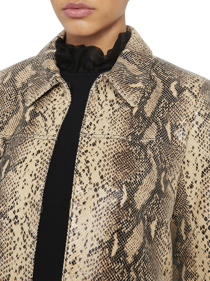 LOGAN LEATHER SNAKESKIN COAT - TAN/BLACK image 1 - Alice And Olivia
