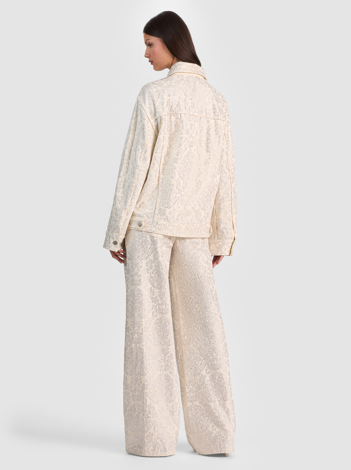 JEFF EMBELLISHED DENIM JACKET - OFF WHITE/MULTI image 4 - ALICE + OLIVIA