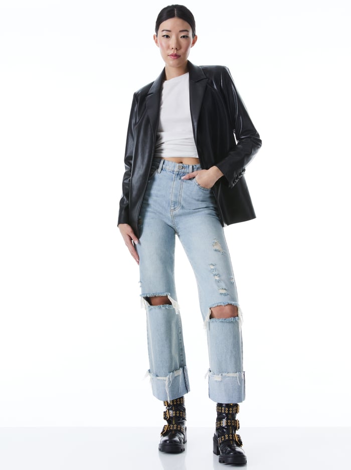 DENNY VEGAN BLAZER - BLACK image 4 - Alice And Olivia