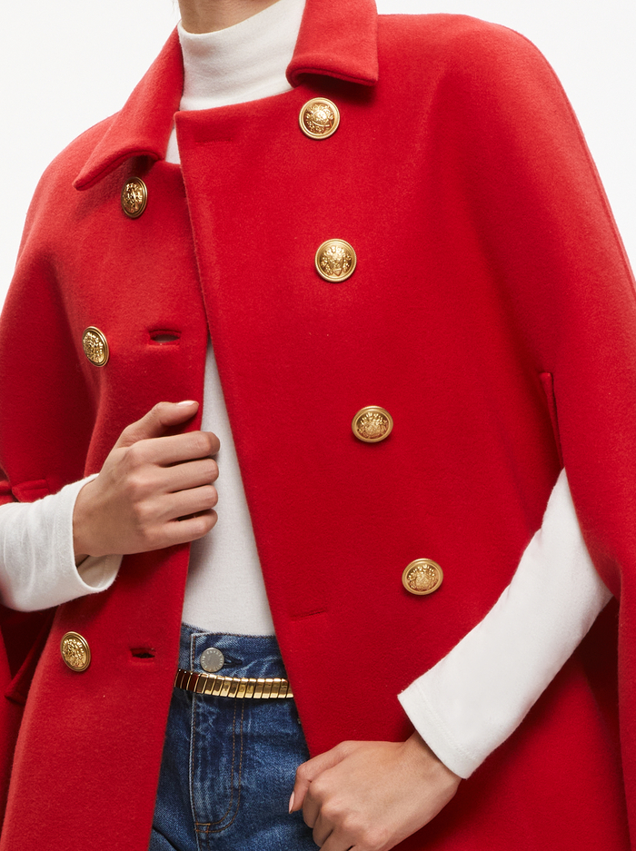 REYNALDA DOUBLE BREASTED CAPE - PERFECT RUBY image 3 - ALICE + OLIVIA