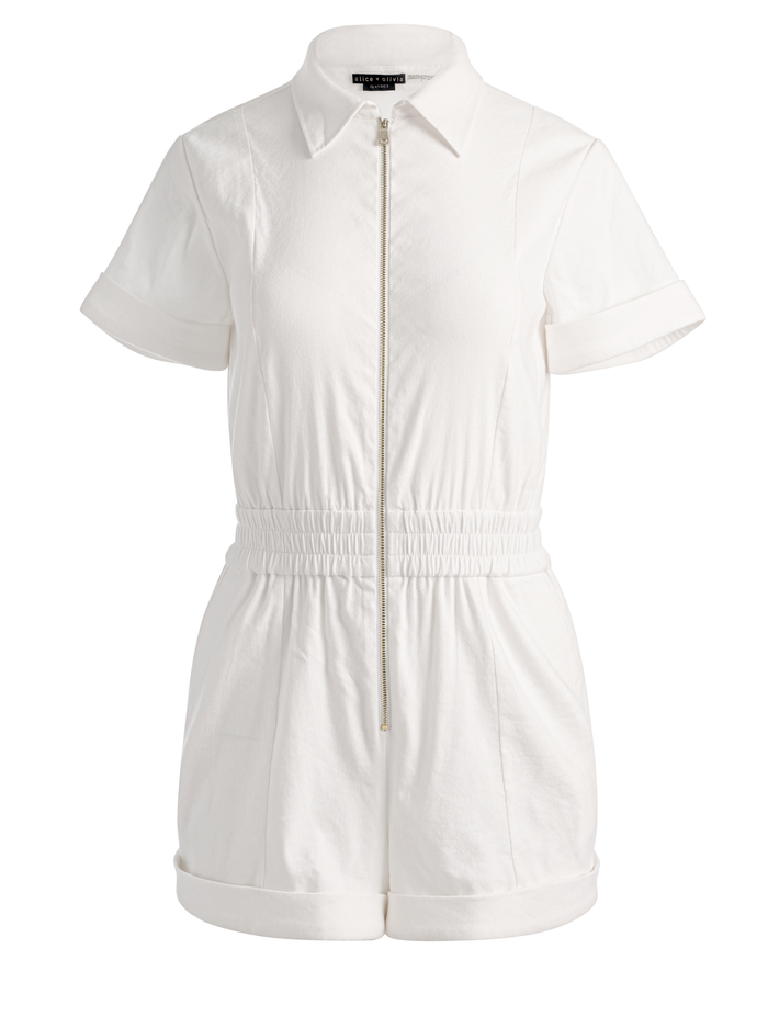 LEVI LINEN ROMPER - OFF WHITE image 5 - ALICE + OLIVIA