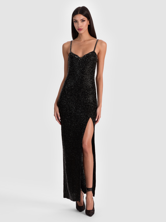 NINA EMBELLISHED MAXI DRESS - BLACK image 6 - Alice And Olivia