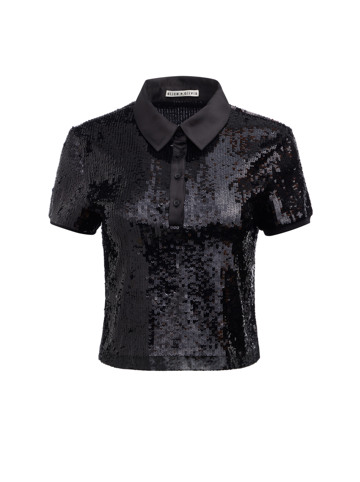 KIT SEQUIN POLO - BLACK image 5 - Alice And Olivia