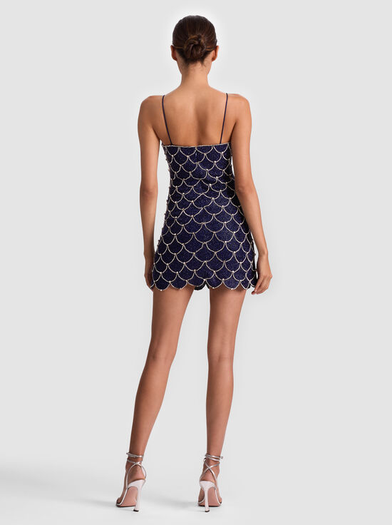 MIDNIGHT BLUE/BLACK-NINA EMBELLISHED MINI DRESS