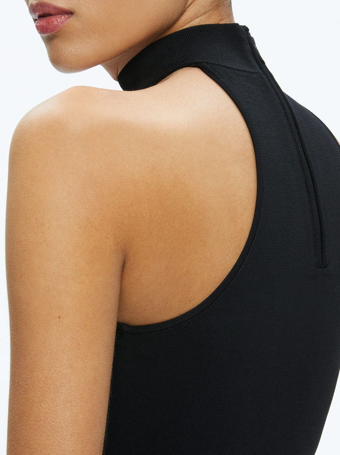 RAYA MOCK NECK RACERBACK CROPPED PULLOVER - BLACK image 3 - Alice And Olivia