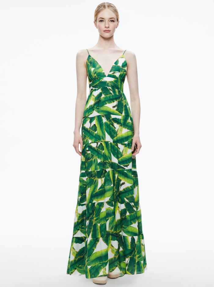 KAROLINA TIE BACK MAXI DRESS - SUN PALM OFF WHITE - Alice And Olivia