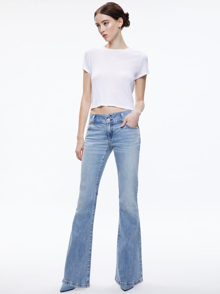 STACEY LOW RISE BELL BOTTOM JEAN - BAY BLUE image 4 - Alice And Olivia