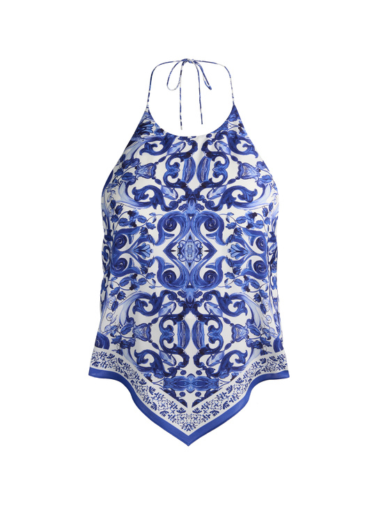 SOLSTICE-FRENCHIE HANDKERCHIEF HALTER TOP
