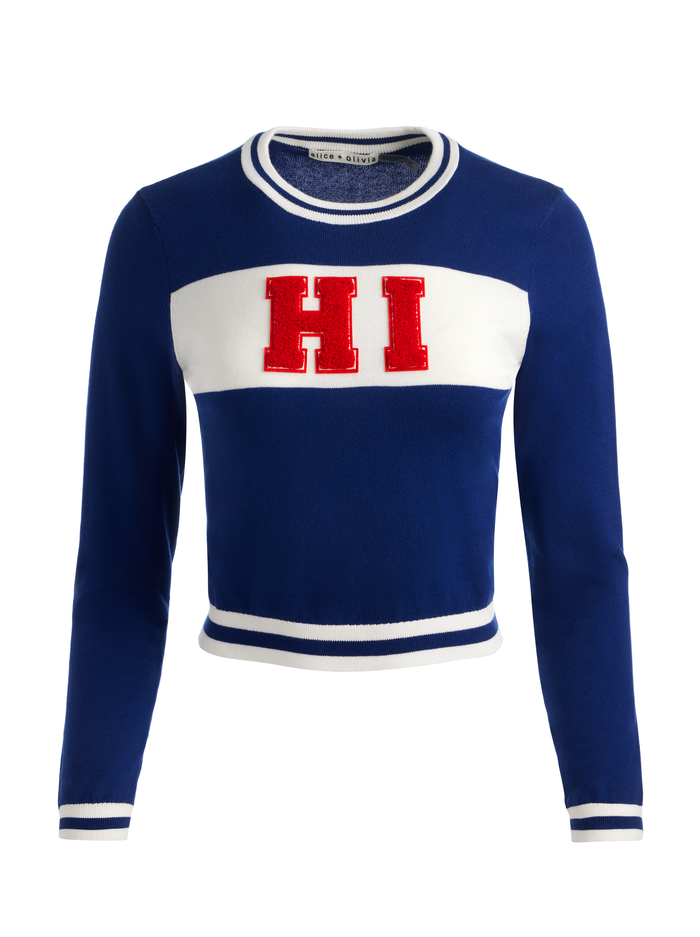 CAROLANN SHRUNKEN PULLOVER - INDIGO/MULTI image 5 - Alice And Olivia