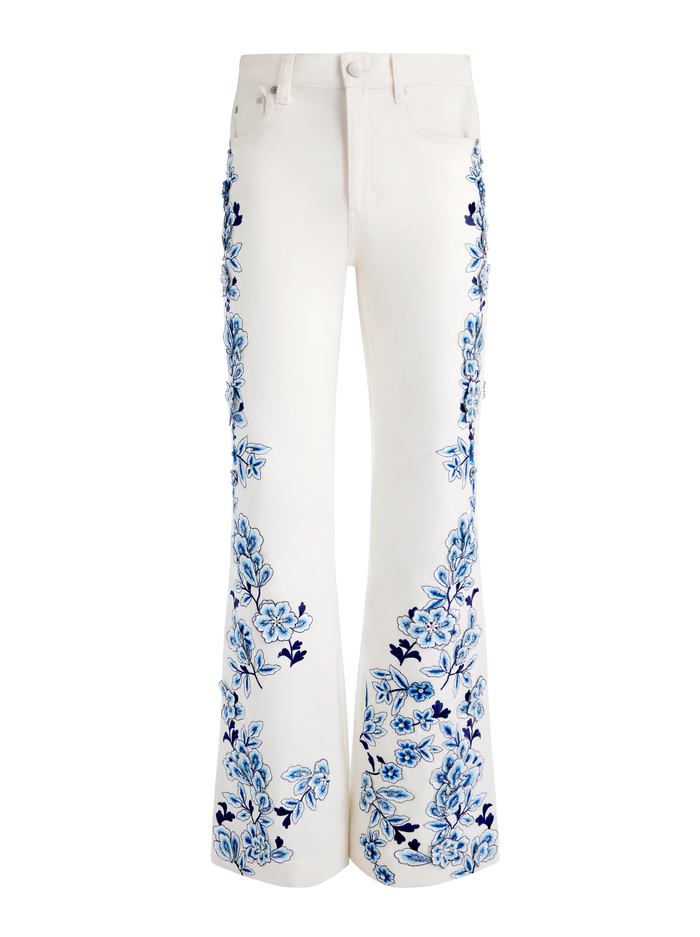 WEEZY EMBROIDERED JEAN - OFF WHITE image 5 - Alice And Olivia