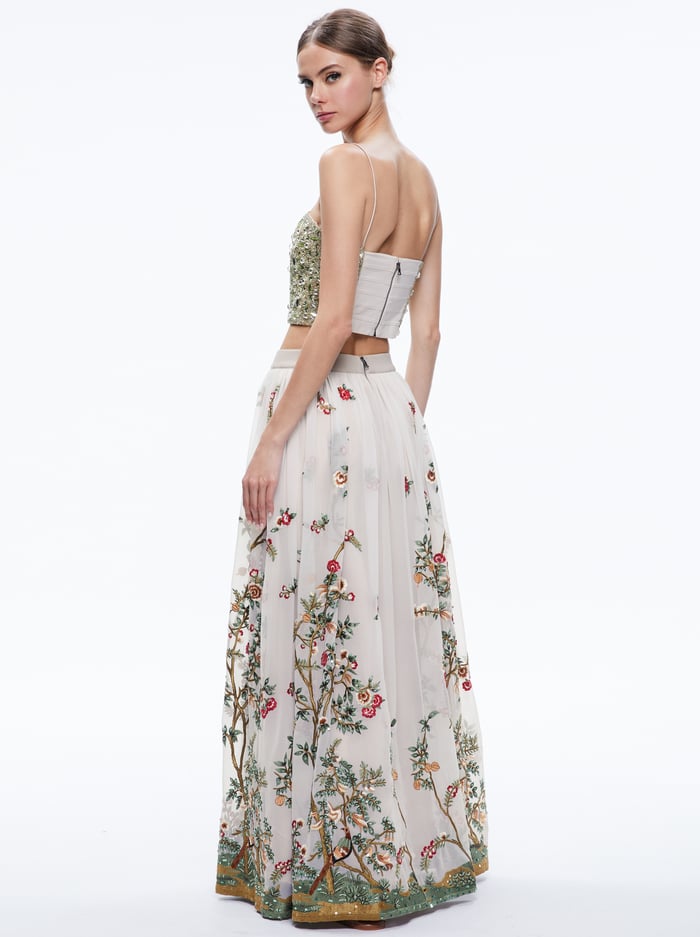CATRINA EMBELLISHED GOWN MAXI SKIRT - CHAMPAGNE/MULTI image 1 - Alice And Olivia