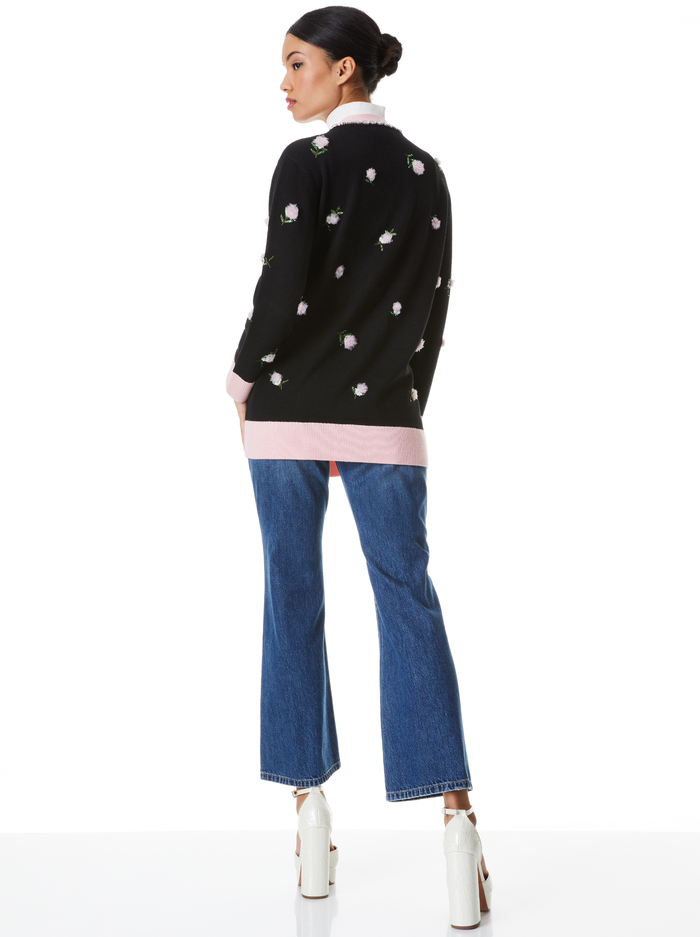 BRADFORD EMBELLISHED GRANDPA CARDIGAN - BLACK/PETAL image 1 - ALICE + OLIVIA