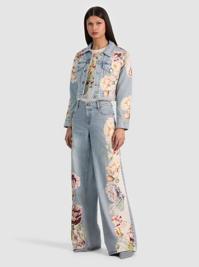 CHLOE EMBROIDERED DENIM JACKET - SIERRA VINTAGE/MULTI image 5 - ALICE + OLIVIA