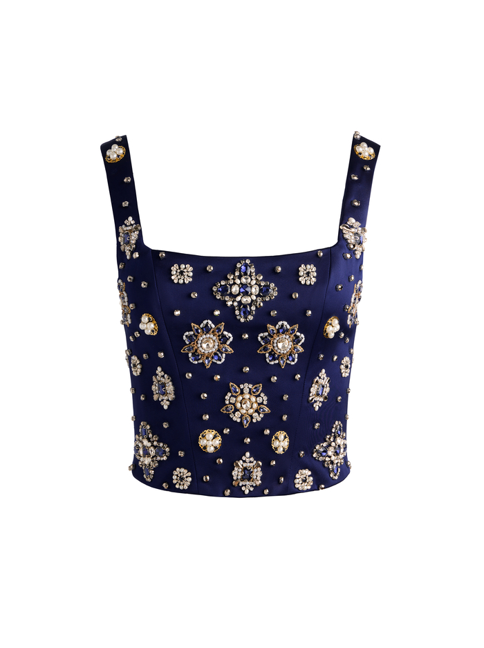 LILLIANNA EMBELLISHED CORSET TOP - MIDNIGHT BLUE image 6 - Alice And Olivia