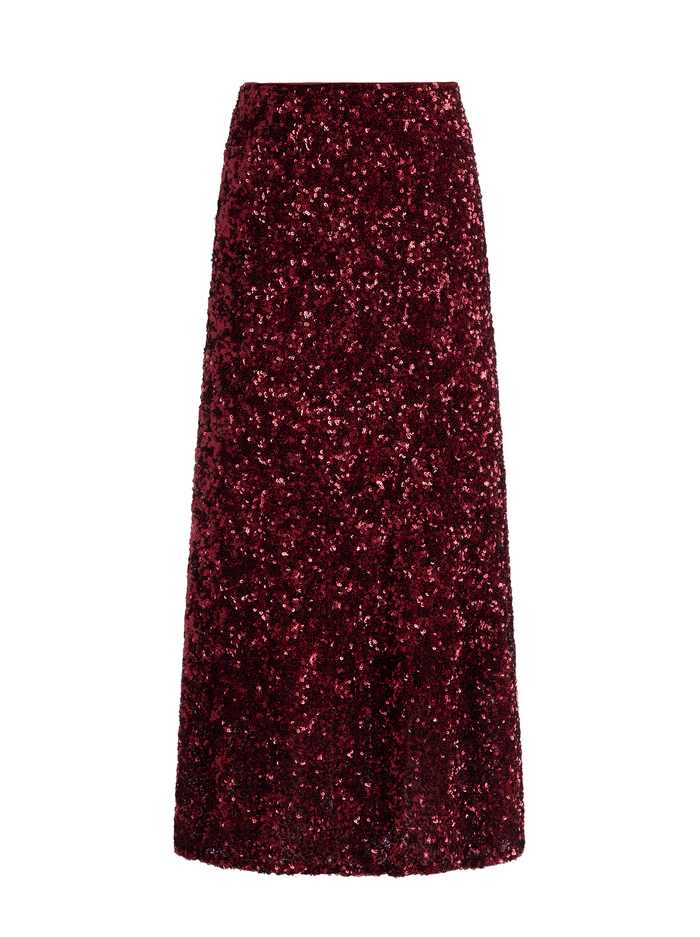 MAEVE SEQUIN SLIP SKIRT - GARNET image 5 - Alice And Olivia