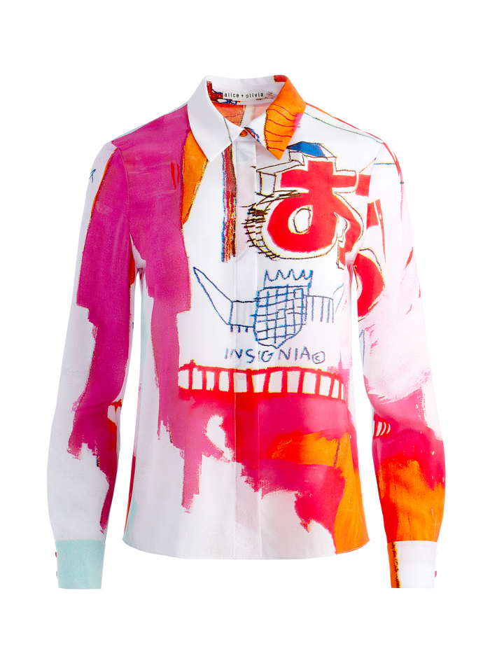 A+O X BASQUIAT WILLA PLACKET TOP - INSIGNIA image 5 - Alice And Olivia