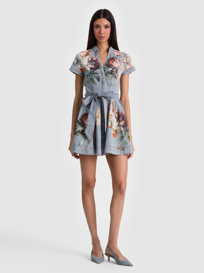 LUCY MINI DENIM SHIRT DRESS - SIERRA VINTAGE/MULTI - ALICE + OLIVIA