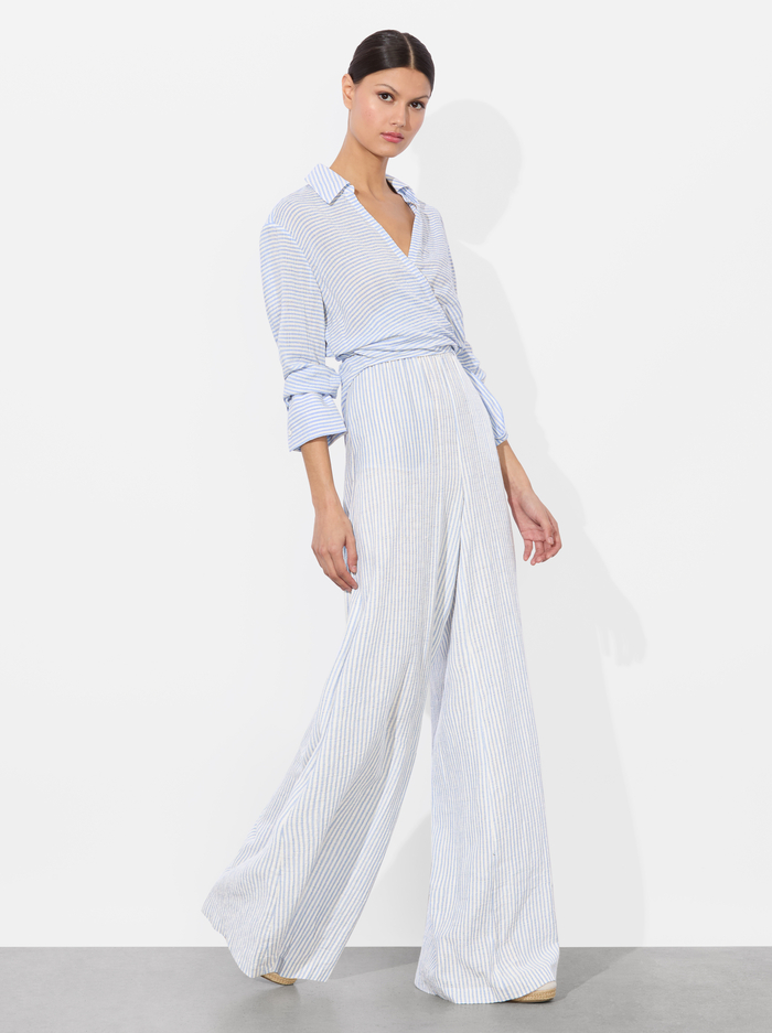 KENLEY PALAZZO PANT - OFF WHITE/BLUE image 4 - Alice And Olivia