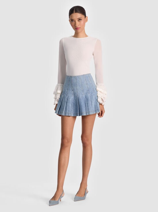 OFF WHITE-DELAINA TOP WITH RUFFLE CUFF