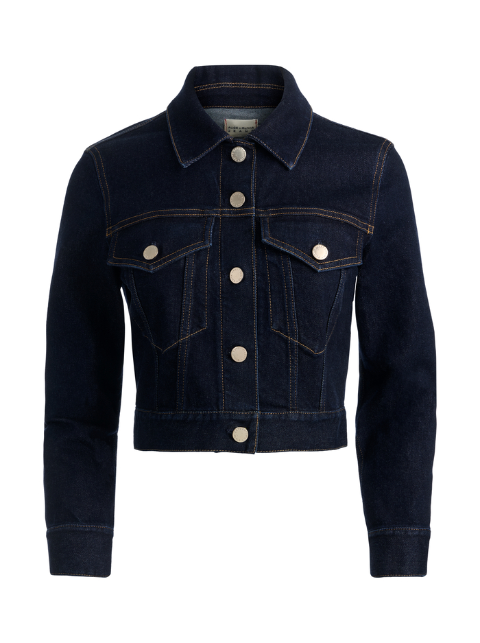 CHLOE DENIM JACKET - DARK RINSE image 5 - ALICE + OLIVIA