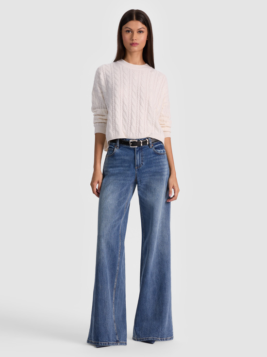 ECRU-CECILIE CASHMERE CABLEKNIT PULLOVER