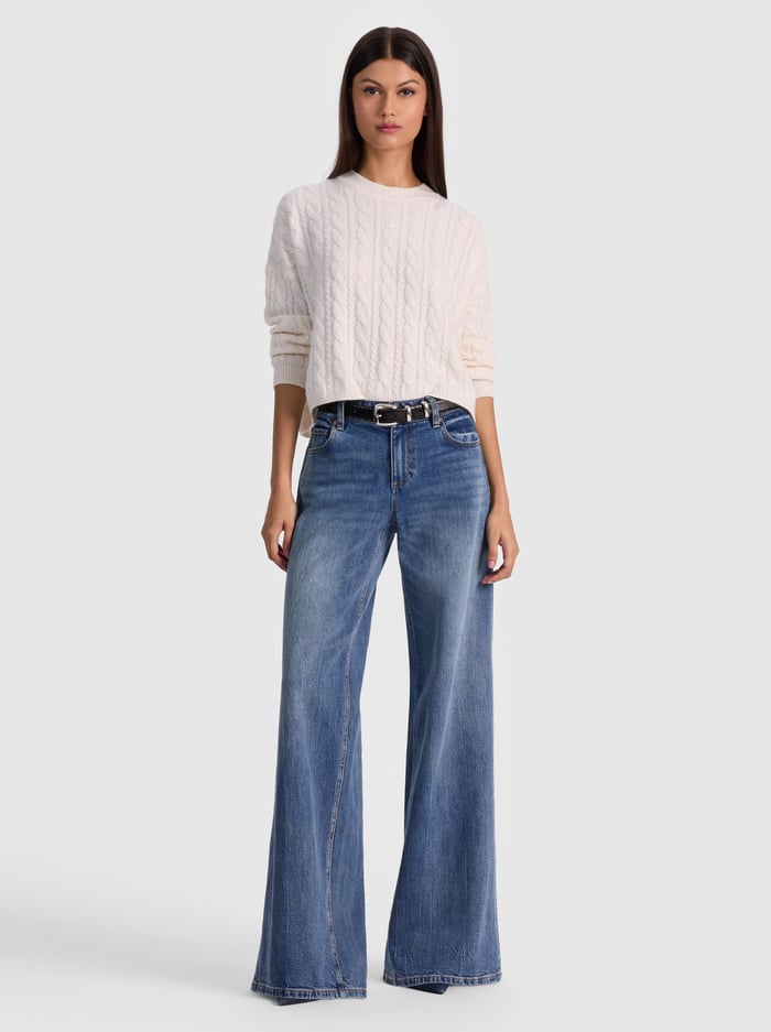 CECILIE CASHMERE CABLEKNIT PULLOVER - ECRU image 1 - Alice And Olivia