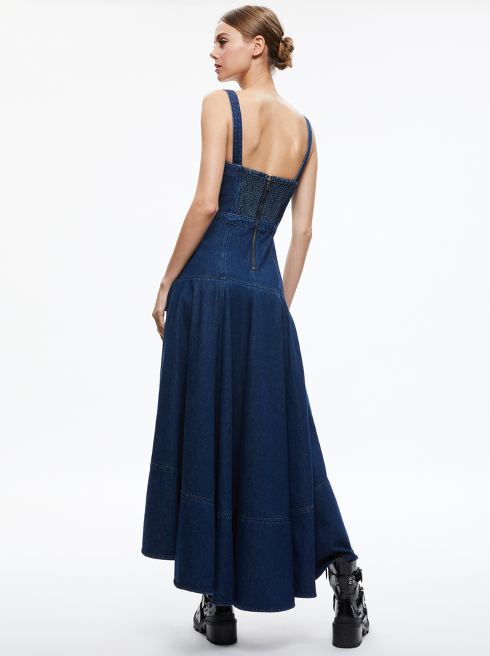 DONELLA DENIM HIGH LOW DRESS - LOVE TRAIN image 1 - Alice And Olivia