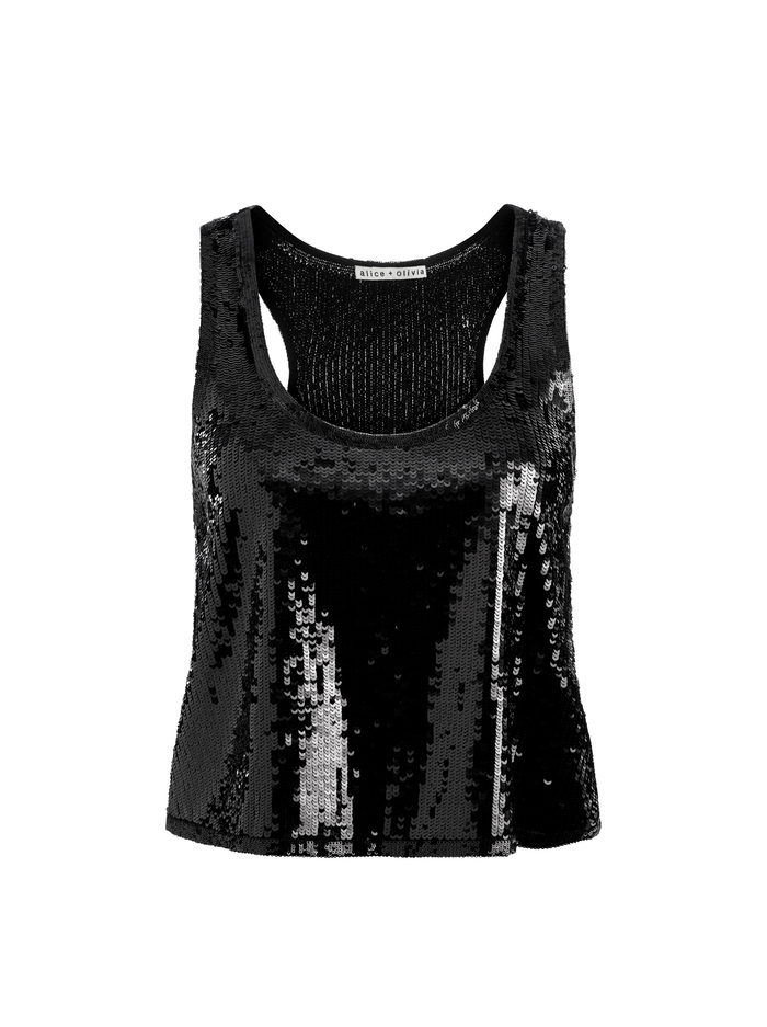 AVRIL SEQUIN BOXY TANK - BLACK image 5 - Alice And Olivia