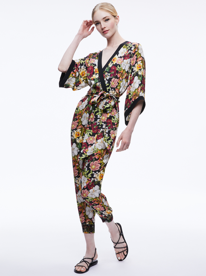 WALDA WRAP FRONT JUMPSUIT - JUNIPER FLORAL BLACK image 2 - Alice And Olivia
