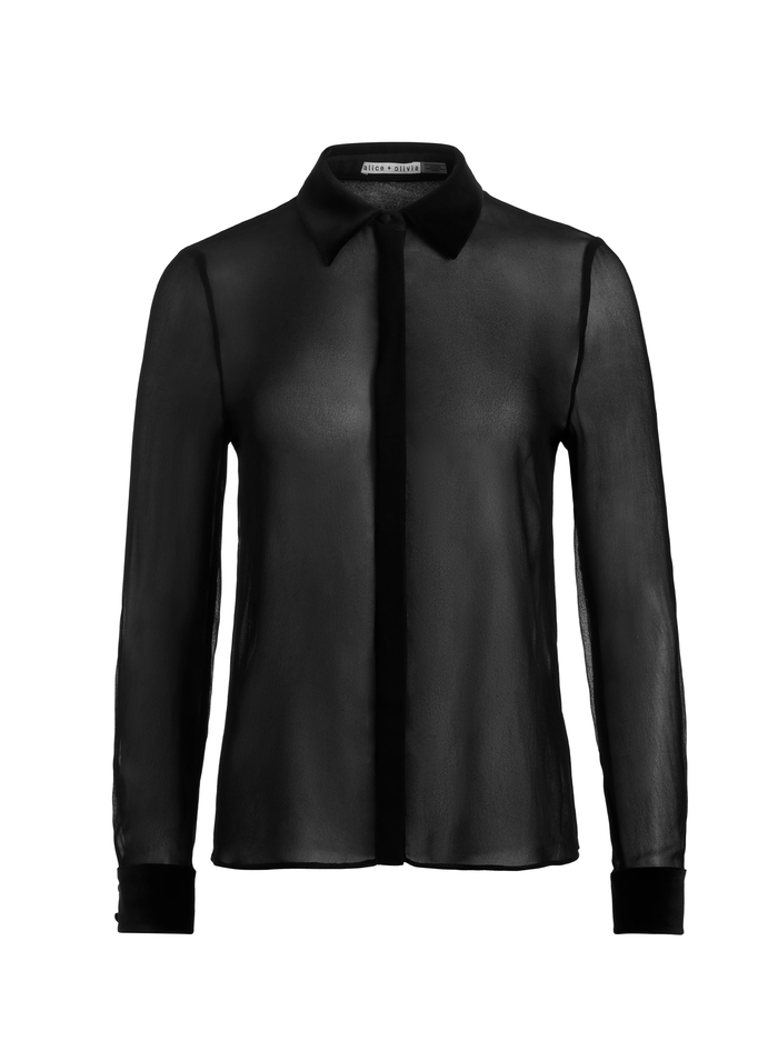 WILLA COMBO BLOUSE - BLACK/BLACK image 5 - Alice And Olivia