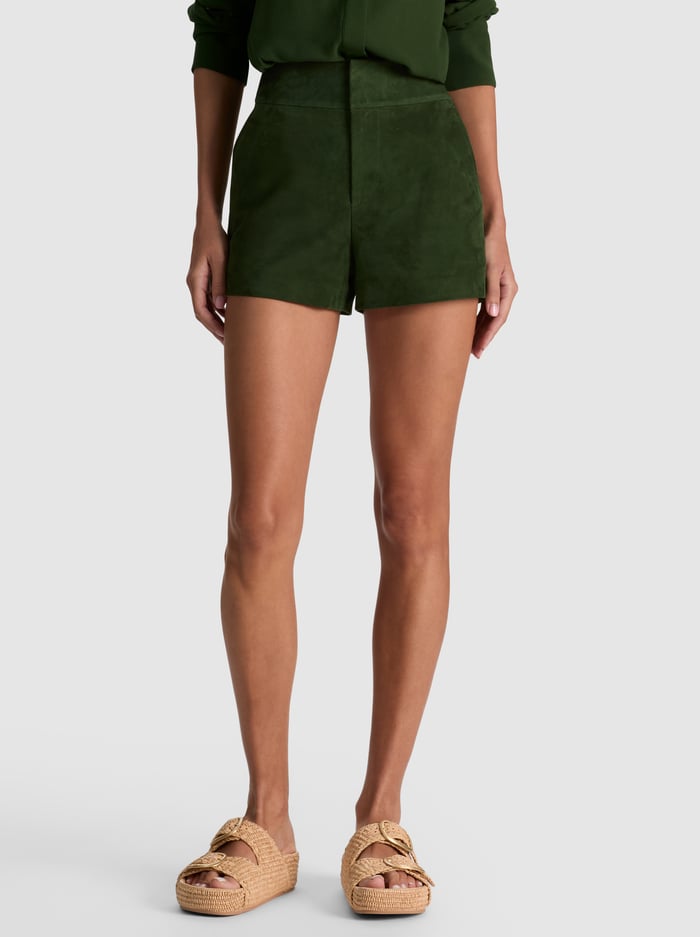 CADY SUEDE SHORT - DARK FERN - ALICE + OLIVIA