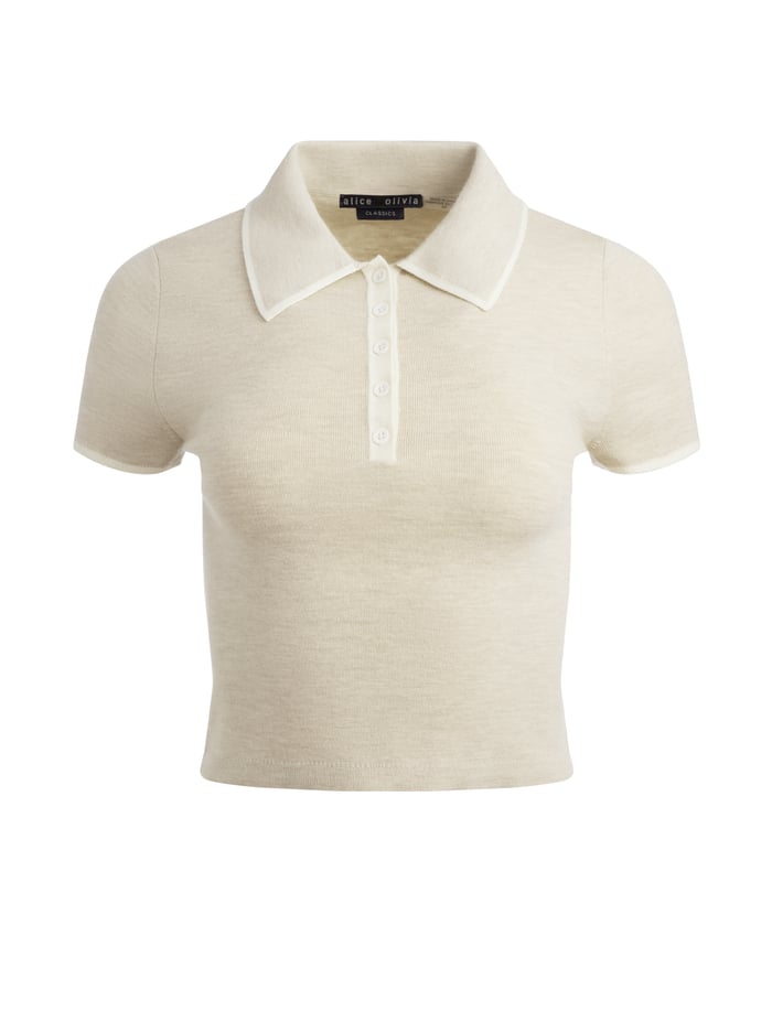 MEDA POLO - OATMEAL HEATHER/SOFT WHITE image 5 - Alice And Olivia