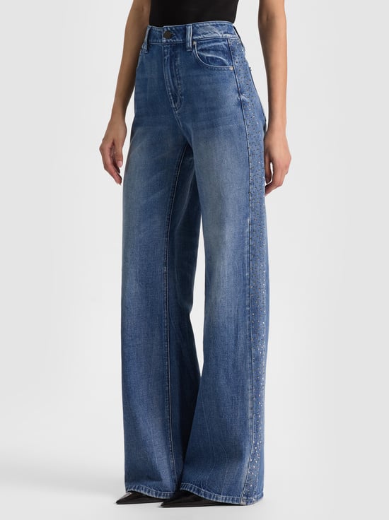 BROOKLYN BLUE/HEMATITE-CHIC EMBELLISHED JEAN